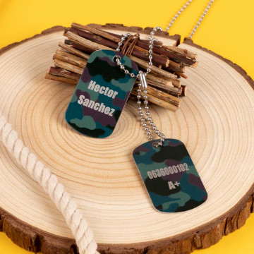 Plaque militaire double personnalisable - Dog Tag camouflage