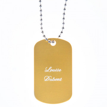Dog tag doré personnalisé gravé