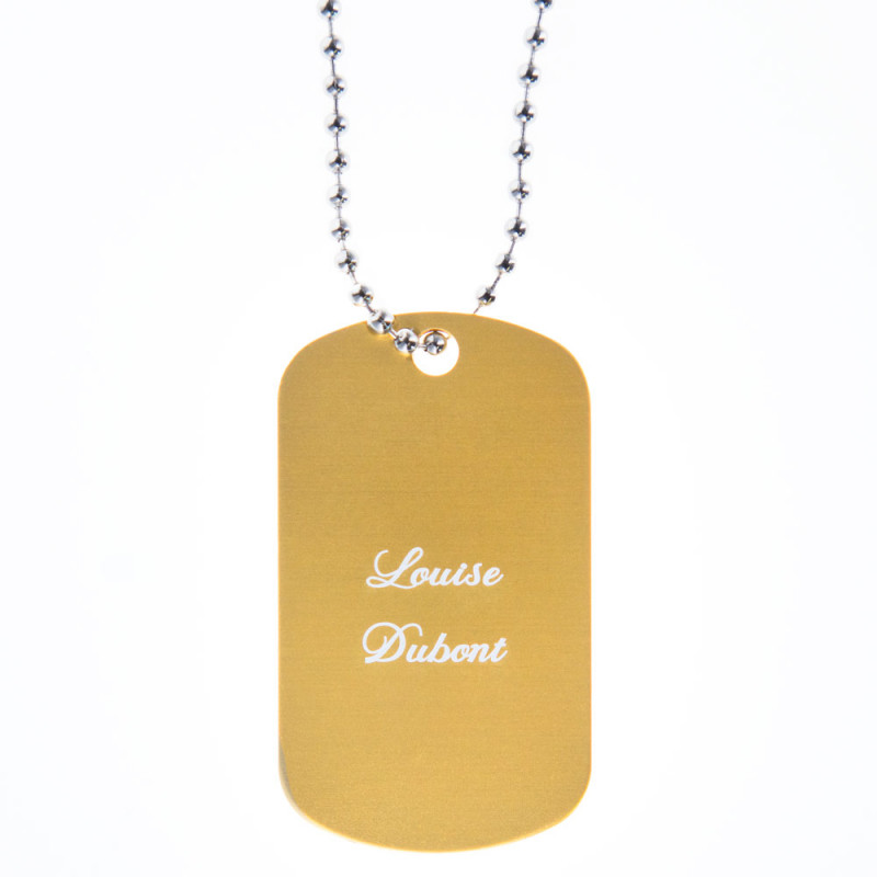Plaque militaire personnalisée doré - Dog Tag doré gravé
