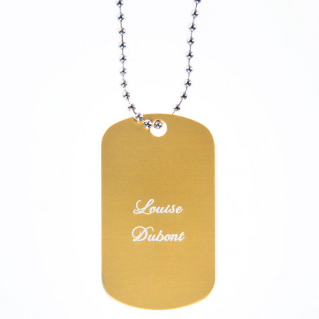 Dog tag doré personnalisé gravé