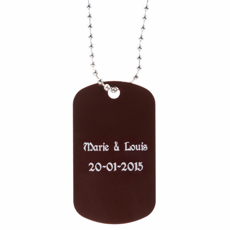 ID Tag militaire personnalisé de couleur marron - Gravure texte