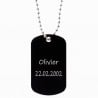 Dog Tag noir avec gravure texte
