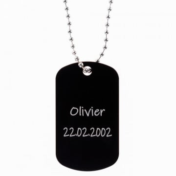 Dog tag militaire noir personnalisable - Plaque militaire noir gravée