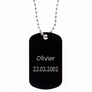 Dog tag militaire noir personnalisable - Plaque militaire noir gravée