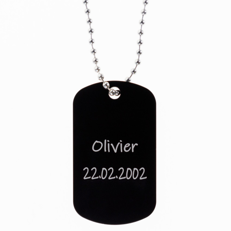 Dog tag militaire noir personnalisable - Plaque militaire noir gravée
