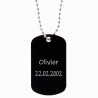 Dog Tag noir avec gravure texte