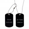 Dog tag double noir personnalisable