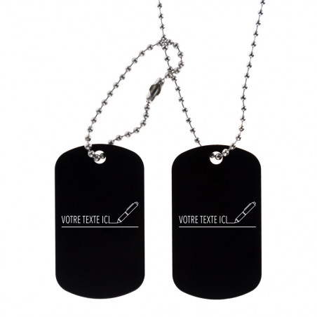 Dog tag double noir gravé