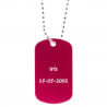 Dog tag rouge personnalisé gravé