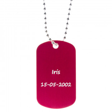 Dog tag rouge d'identification à personnaliser avec votre texte gravé