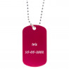 Dog tag rouge avec gravure texte