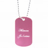 Dog tag rose gravé personnalisé