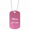 Dog tag rose gravure texte