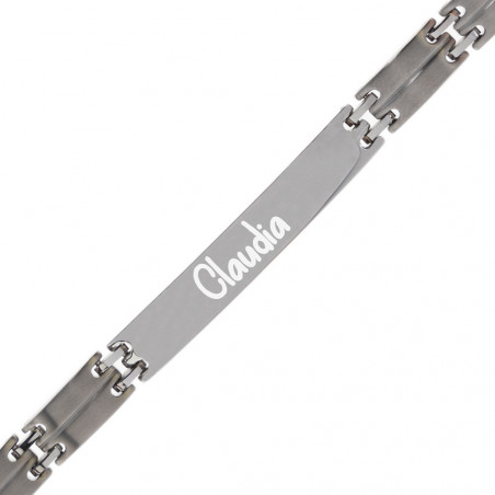 Gourmette double croche en inox gravée