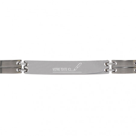 Gourmette double croche en acier argenté personnalisé