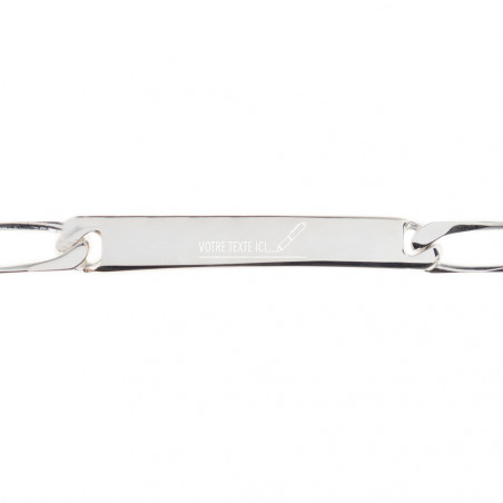 Gourmette maille figaro en argent personnalisée gravée