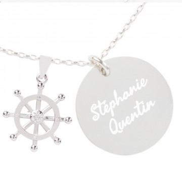 Collier gouvernail gravé
