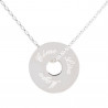 Collier disque argent gravure texte