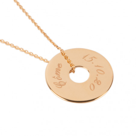 Collier disque en plaqué or personnalisable