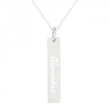 Collier plaque verticale en argent 925 personnalisé gravé