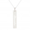 Collier plaque verticale en argent avec gravure texte