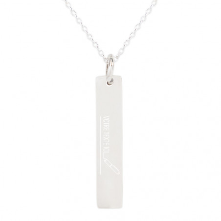 Collier plaque verticale en argent massif