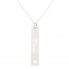 Collier plaque verticale avec trou coeur en argent