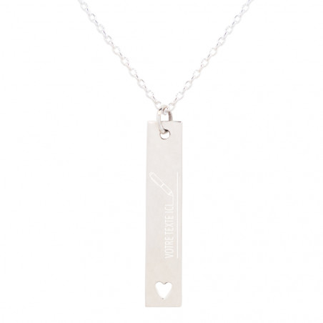 Collier plaque verticale avec trou coeur