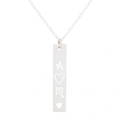 Collier plaque verticale en argent avec initiale personnalisée