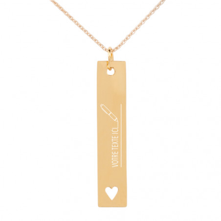 Pendentif plaque verticale cœur plaqué or et gravé