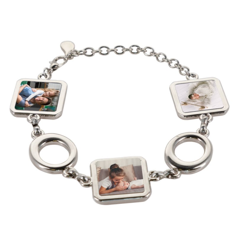 Bracelet acier avec 3 carrés photos