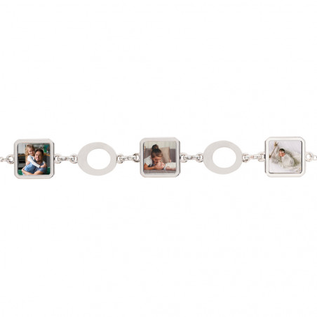 Bracelet acier avec 3 carrés personnalisé photo