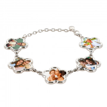 Bracelet fantaisie 5 fleurs personnalisés - Bracelet acier photos