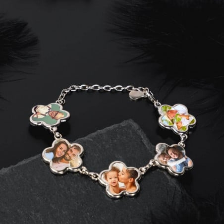 Bracelet 5 fleurs personnalisé photo