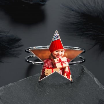 Bracelet jonc argenté avec étoile photo personnalisé