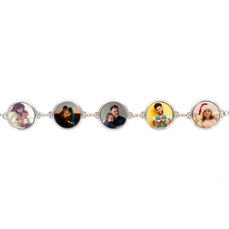 Bracelet ronds 5 photos personnalisés