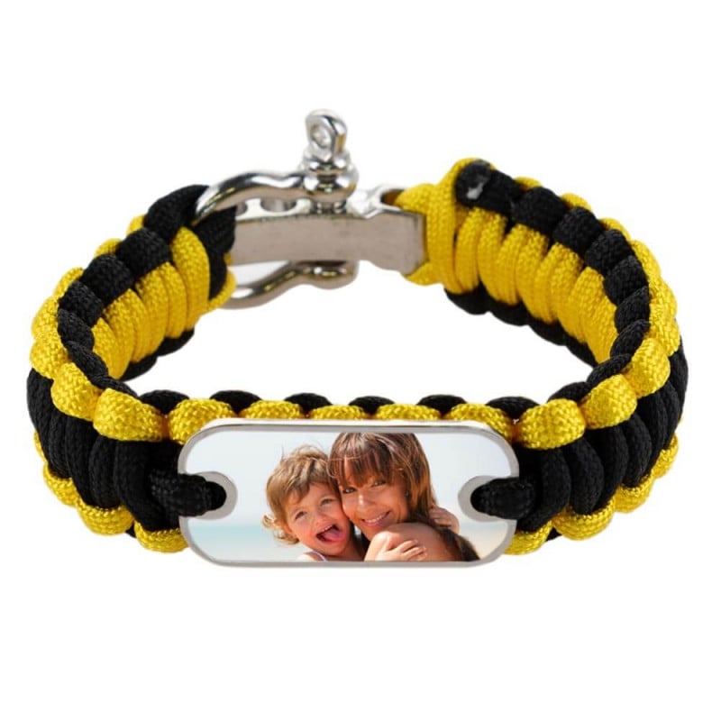 Bracelet épais cordon noir et jaune