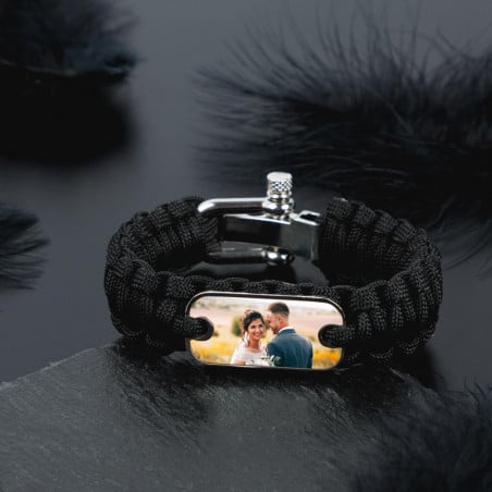 Bracelets duo homme tissu noir gris motifs