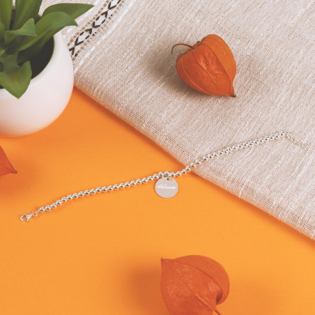 bracelet perle argent gravé