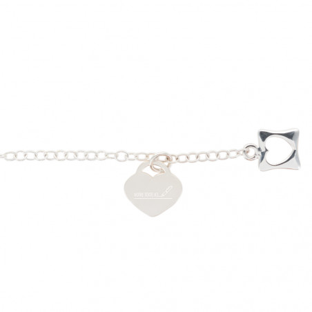Bracelet cœur argent gravure texte