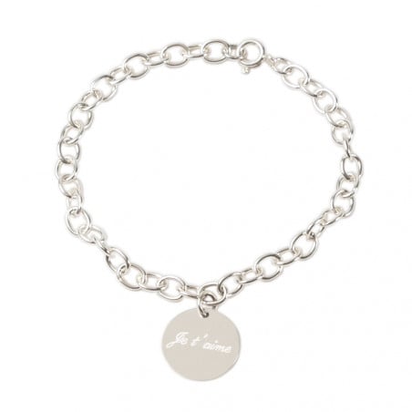 Bracelet médaillon rond argent personnalisé