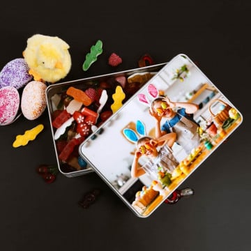 Boite bonbon personnalisée avec couvercle imprimé photo