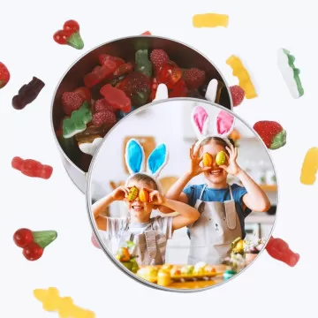 Boite à bonbons ronde Haribo personnalisée photo
