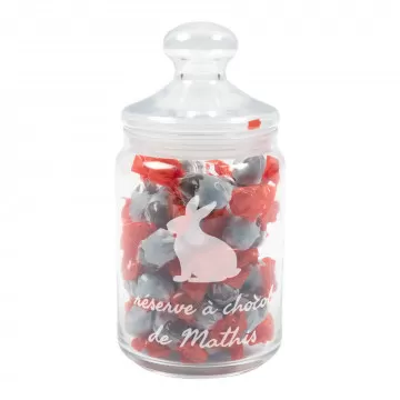 Bonbonnière verre personnalisée avec chocolat Kinder Schoko-bons