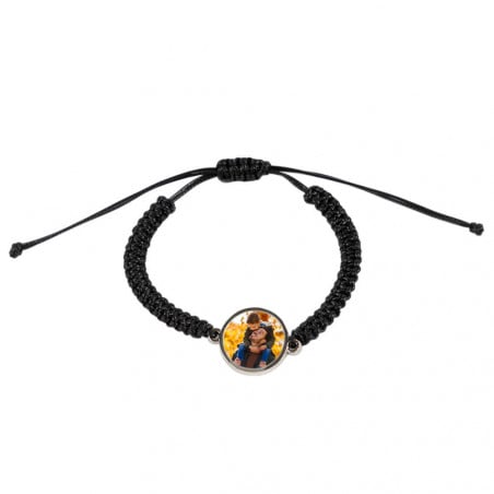 Bracelet tissu noir personnalisable