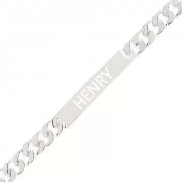 Gourmette homme en argent 925/000 personnalisée avec gravure texte
