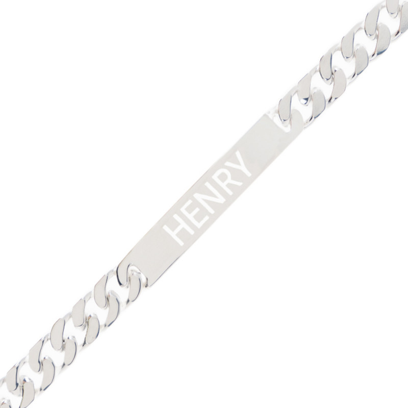 Bracelet gourmette homme argent gravé