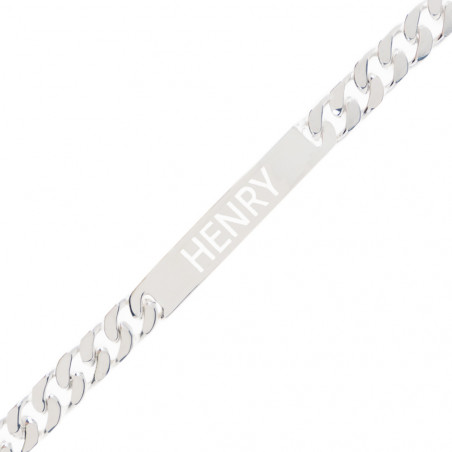 Bracelet gourmette homme argent gravé