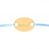 Bracelet cordon bleu avec plaque ovale plaquée or personnalisable