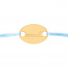 Bracelet cordon bleu avec plaque ovale plaquée or personnalisable